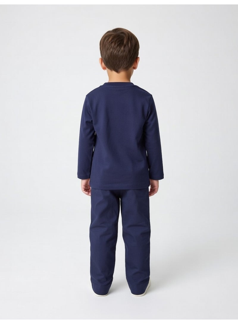 سونيك | طقم تيشيرت وبنطال بأكمام طويلة للأولاد | كحلي - Image 2